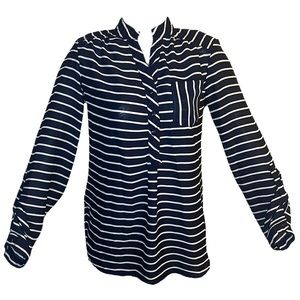 Truth Navy and White Sheer Blouse Size S